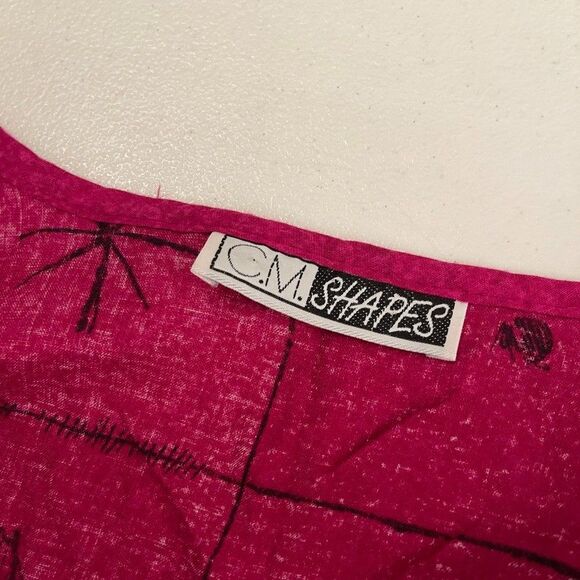 CM Shapes Blouse Women's Pink Printed Button Up Artsy 3/4 Sleeve Top Tunic - Picture 9 of 11